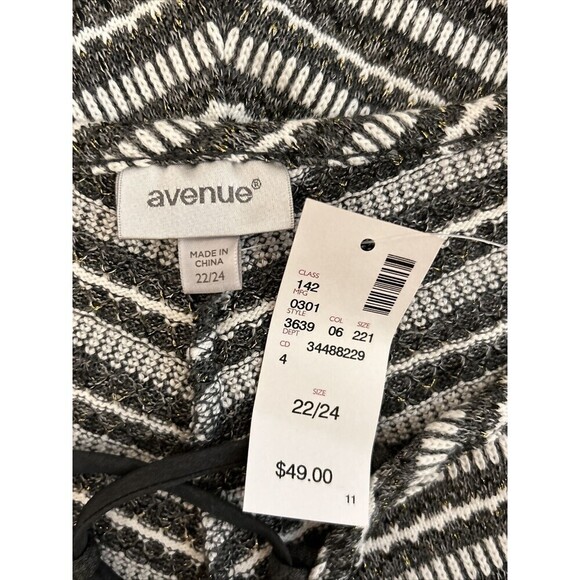 Avenue Dark Gray and White Stripe Pullover Sweater Plus Size 22/24 - Picture 3 of 12